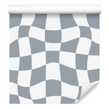 Tapeta Casual Šahovnica Bela in siva 50x1000 cm