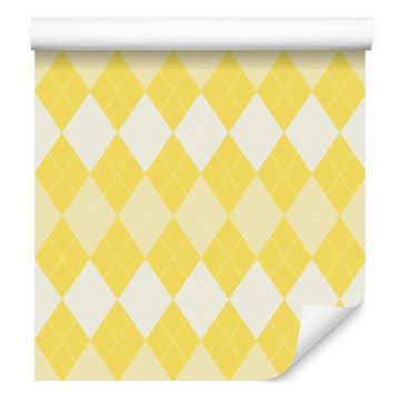 Tapeta Pastel Diamonds v kremni in rumeni barvi za dnevno sobo in spalnico 50x1000 cm