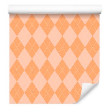 Tapeta Pastel Diamonds v barvi breskve in kreme za dnevno sobo in spalnico 50x1000 cm