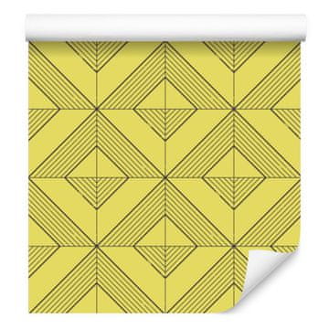Tapeta Geometrični rombi rumeni, rumena sredina 50x1000 cm