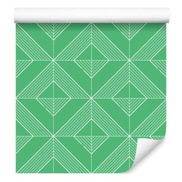 Tapeta Geometrični rombi zeleni, zeleno ozadje 50x1000 cm