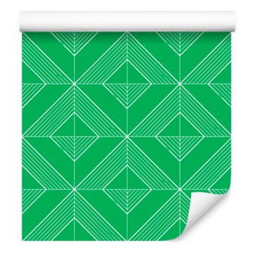 Zelena tapeta z geometrijskimi diamanti za dnevno sobo in spalnico 50x1000 cm
