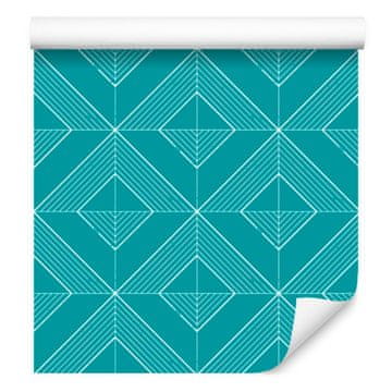 Geometrična rombična turkizna tapeta, turkizno ozadje 50x1000 cm