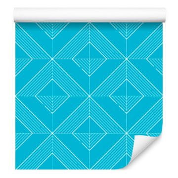 Geometrična tapeta z rombi in turkizno barvo, mehke oblike 50x1000 cm