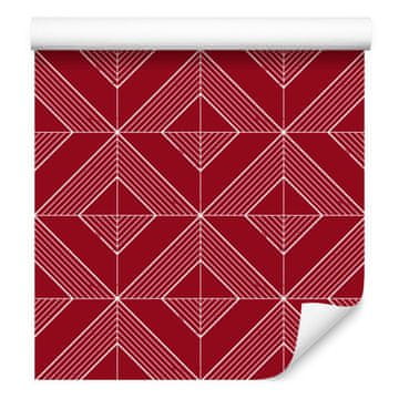 Geometrična tapeta z rombi, rdeče ozadje, rdeča sredina, 50x1000 cm