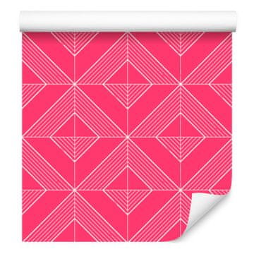 Geometrična roza in pudrasto roza tapeta z rombi 50x1000 cm
