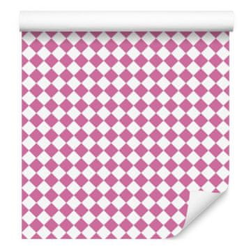 Geometrična tapeta z rombi vijolična in pudrasto roza 50x1000 cm