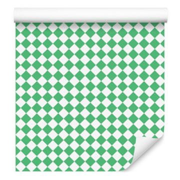 Geometrična tapeta z rombi v mint in beli barvi za dnevno sobo in spalnico 50x1000 cm