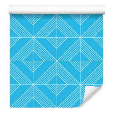 Geometrična tapeta z modrim rombom, fine podrobnosti 50x1000 cm