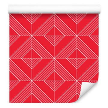 Tapeta Geometrični rombi koralni, rdeče ozadje 50x1000 cm