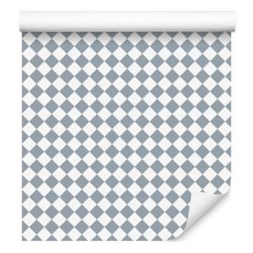 Geometrična tapeta z rombi svetlo siva, bela in siva 50x1000 cm
