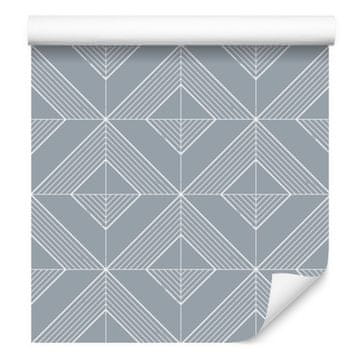 Geometrična tapeta z rombi svetlo sive in sive barve 50x1000 cm