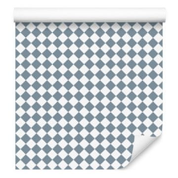 Geometrična tapeta z rombi svetlo siva in modra 50x1000 cm