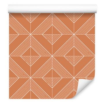 Geometrična tapeta z oranžnim in breskovim rombom 50x1000 cm