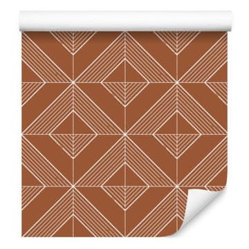Geometrijske diamantne oranžne in bež tapete za dnevno sobo in spalnico 50x1000 cm