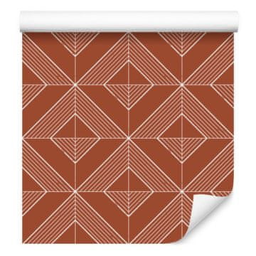 Geometrična tapeta z oranžnimi diamanti za dnevno sobo in spalnico 50x1000 cm