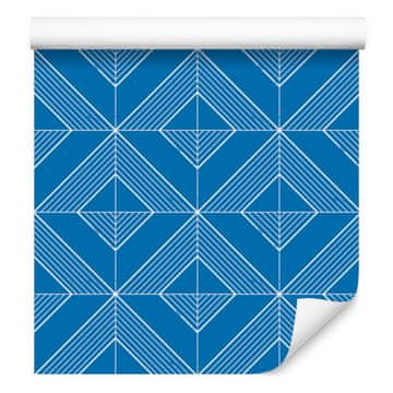 Geometrična tapeta z rombi v modri barvi, subtilni detajli, 50x1000 cm