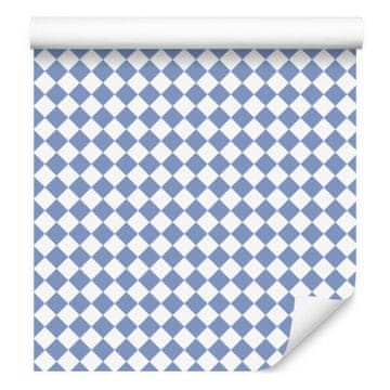 Geometrična tapeta z rombi v modri, beli in svetlo sivi barvi 50x1000 cm