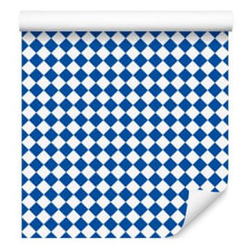 Geometrična tapeta z modrimi in azurnimi diamanti za dnevno sobo in spalnico 50x1000 cm
