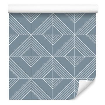 Geometrična tapeta z rombi, modra in svetlo siva, 50x1000 cm