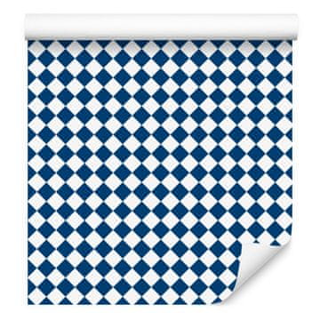 Geometrična tapeta z modrimi in belimi diamanti za dnevno sobo in spalnico 50x1000 cm