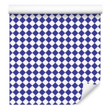 Geometrična tapeta z rombi v modri barvi za dnevno sobo in spalnico 50x1000 cm