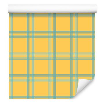 Rumeno-modra karo tapeta, rumena in zlata, za dnevno sobo in spalnico, 50x1000 cm