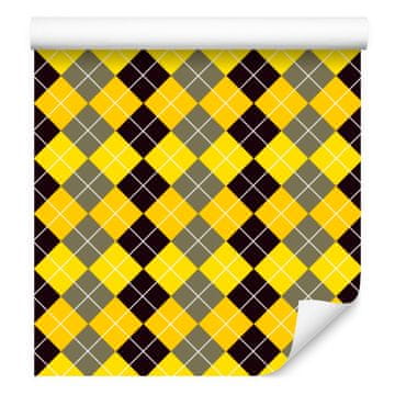 Rumeno-rjave karo tapete za dnevno sobo in spalnico 50x1000 cm