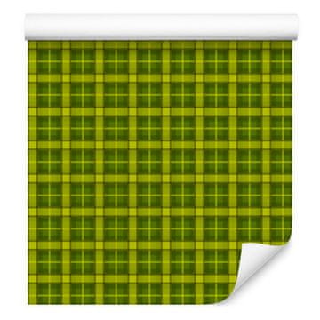 Zelena karo tapeta rumena in olivna za dnevno sobo in spalnico 50x1000 cm