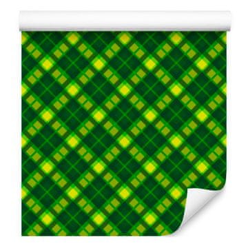 Steklenično zelena in zelena karo tapeta 50x1000 cm