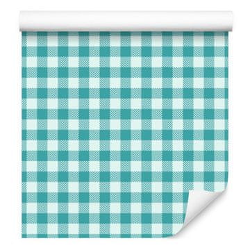 Tapeta iz blaga z vzorcem turkizne, celadon, bele in metine barve 50x1000 cm