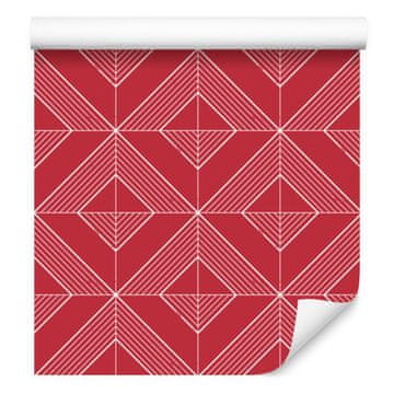 Tapeta Geometrični rombi rdeči, rdeče ozadje 50x1000 cm