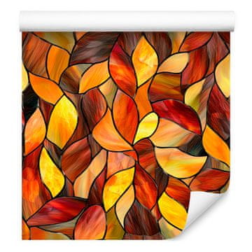 Vitražna tapeta zlata, oranžna in rjava za dnevno sobo in spalnico 50x1000 cm