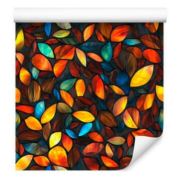 Rjavo-bordo vitražna tapeta za dnevno sobo in spalnico 50x1000 cm