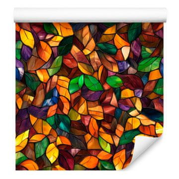 Oranžna in zlata vitražna tapeta za dnevno sobo in spalnico 50x1000 cm