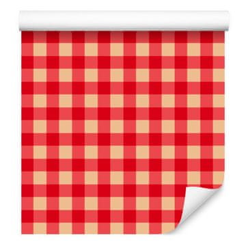 Božična jesenska karo tapeta koralno rdeča 50x1000 cm