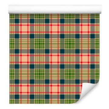 Božična jesenska karo tapeta rjava in oranžna 50x1000 cm