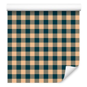 Božična jesenska karo tapeta rjava in krem 50x1000 cm