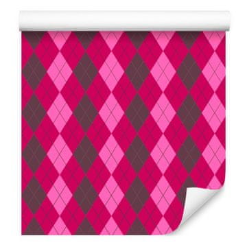 Roza karo tapeta, vijolična in bordo za dnevno sobo in spalnico 50x1000 cm