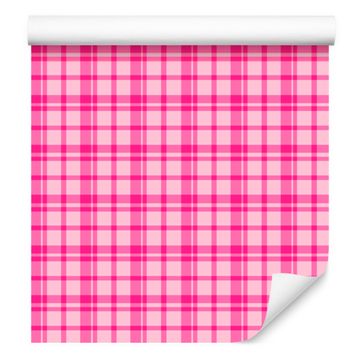Roza karo tapeta v pudrasto roza in vijolični barvi za dnevno sobo in spalnico 50x1000 cm