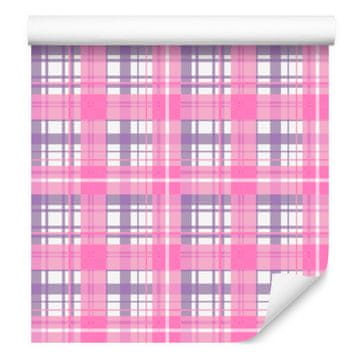 Roza karo tapeta v pudrasto roza in vijolični barvi za dnevno sobo in spalnico 50x1000 cm
