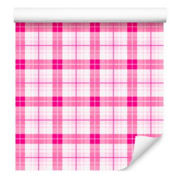 Roza karo tapeta v pudrasto roza in beli barvi za dnevno sobo in spalnico 50x1000 cm
