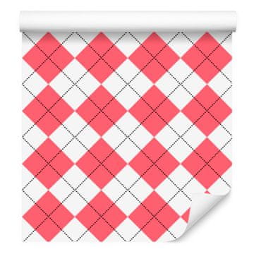 Tapeta Basic Retro Checked Coral and White 50x1000 cm