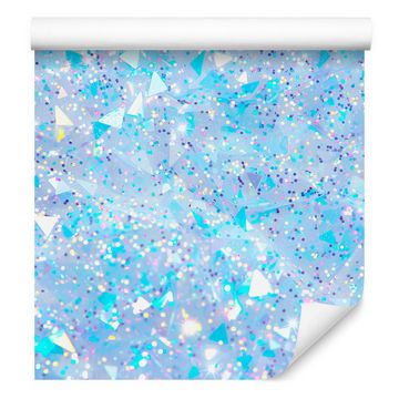 Mavrična bleščeča tapeta v modri, celadon, modri in beli barvi 50x1000 cm