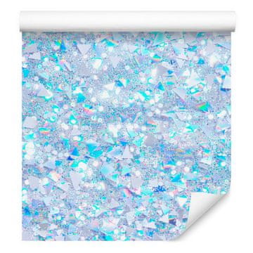Mavrična bleščeča tapeta v modri, celadon in modri barvi 50x1000 cm