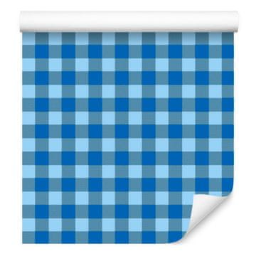 Modra in azurna karo tapeta, modro ozadje 50x1000 cm