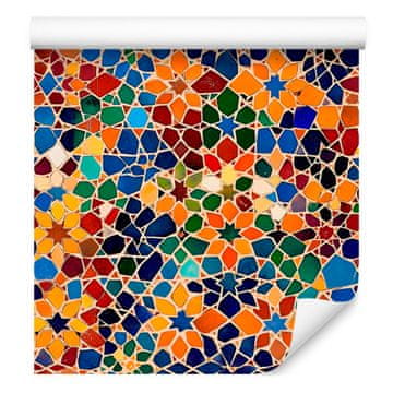 Mehiška mozaična tapeta zlata, modra in rdeča 50x1000 cm