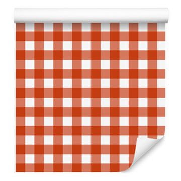 Barvita retro karo tapeta oranžna in bela 50x1000 cm