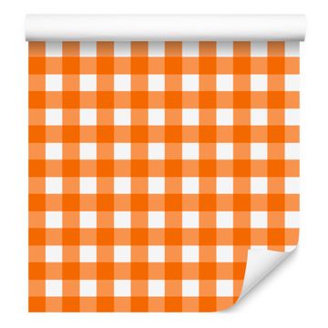 Barvita retro tapeta z breskovim karo vzorcem za dnevno sobo in spalnico 50x1000 cm
