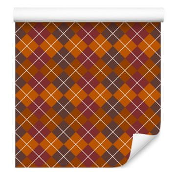 Jesenska karo tapeta oranžna, rdeča in rjava 50x1000 cm
